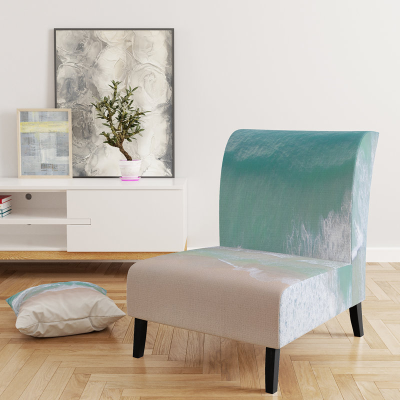Brechta Vibrant Curve Design II - Velvet Upholstered Modern Slipper Chair, Mint Green/White