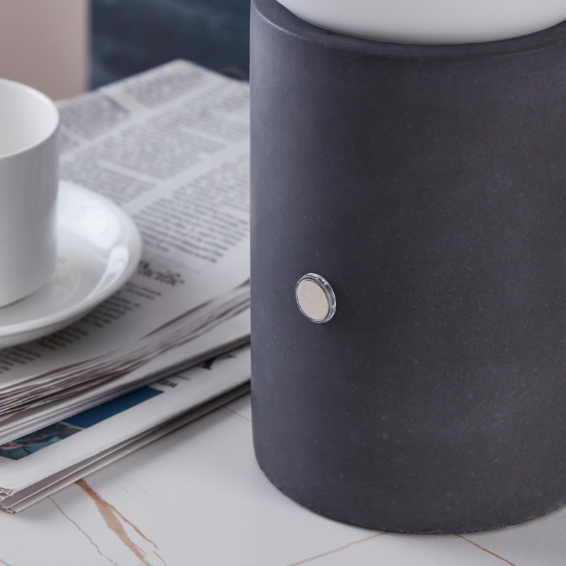 Kai Cement 11 in. Modern LED Small Bedside Table Lamp with Touch Button, Gray