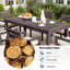 Ensemble repas pour 7 personnes rectangulaire en bois d'acacia avec coussins-545592805