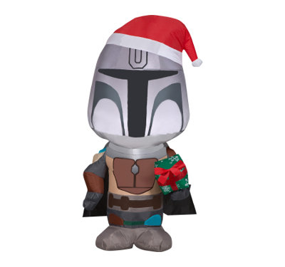 Gemmy Christmas Airblown Mandalorian with Hat and Present