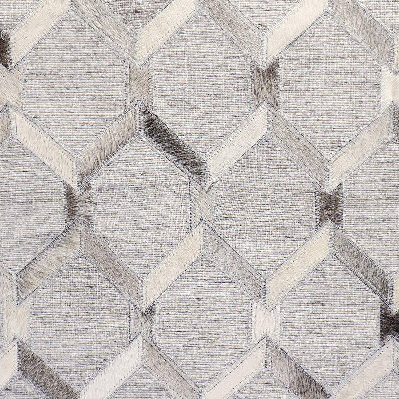 Galaxy Silver Cowhide Pouf 18"