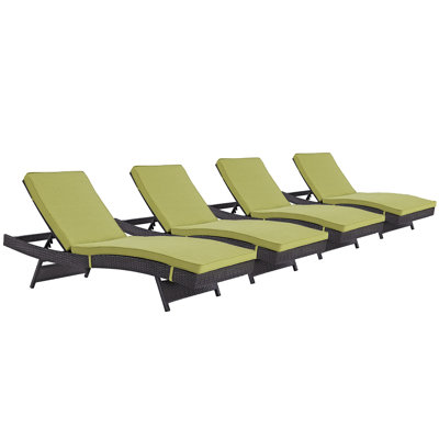 Modway Convene Wicker Rattan Outdoor Patio Chaise Lounge Chairs in Espresso by Modway