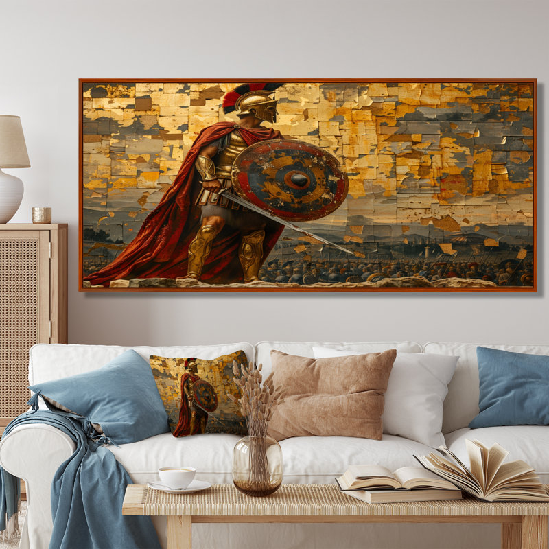 Bethnal - Army Army, art mural encadré, Toile avec cadre flottant brun, H 28 po x l 60 po x P 1,5 po
