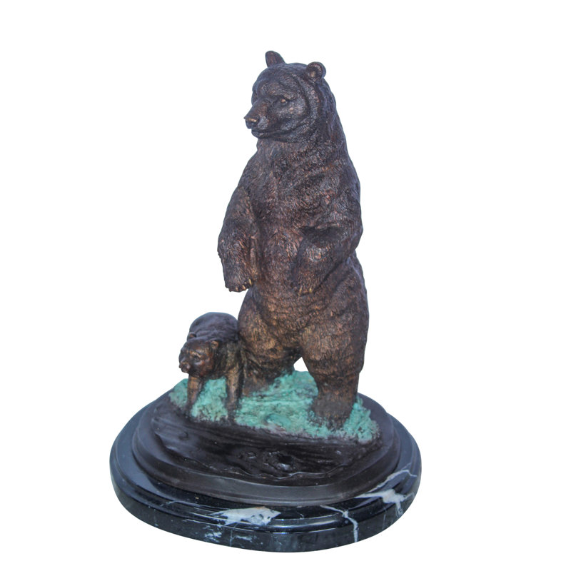 Statue ourson en bronze et maman ours de la collection Nifao, décoration parfaite pour la vie sauvage 10 po x 8 po x H 13 po