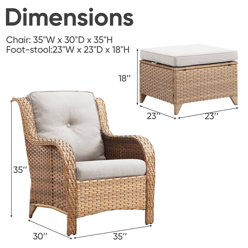 Carolina 4-Piece Wicker Outdoor High-Back Patio Chairs Set With Cushions, Beige
