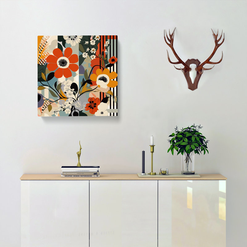 Floral Bauhaus No.3 - Wrapped Canvas, 50cm H x 50cm W x 3cm D