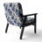 Cobalt Blue Scrollwork Swirls Victorian Pattern II - Upholstered Floral Accent Chair-1244381048