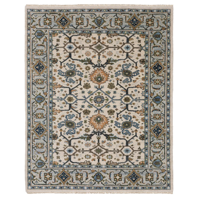Tapis traditionnel ivoire / bleu clair Gowen