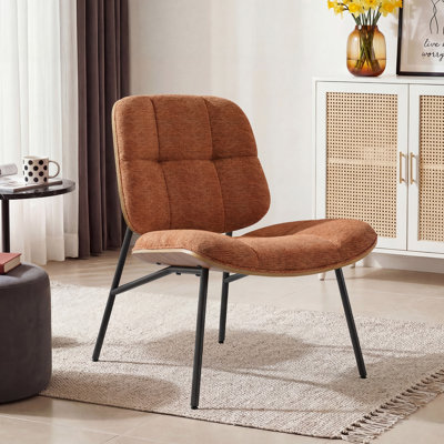 27.5" W Upholstered Linen Fabric Accent Chair with  Bentwood Backrest