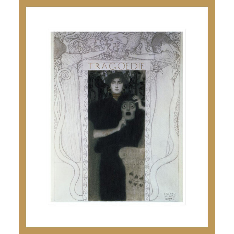 Tragédie par Gustav Klimt, impression giclée encadrée, H 21,23 po x l 17,75 po