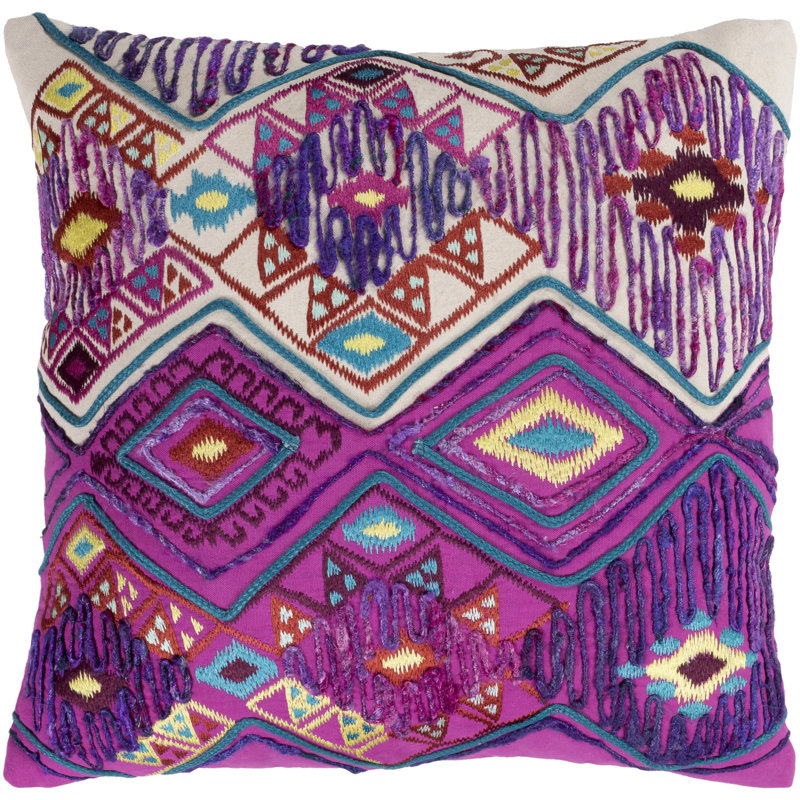 Splendid Patchwork Cotton Pillow Cover, 22" H x 22" W, Cream/Taupe, Polyester