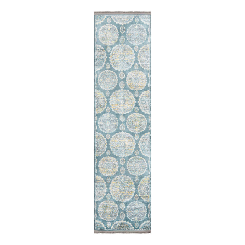Tapis Paragon_Gris et bleu, Tapis de couloir 2 pi 7 po x 10 pi