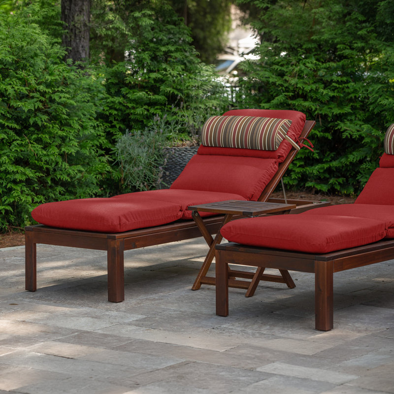 Casual Cushion Outdoor Chaise Headrest Pillow, Striped Sunbrella Fade-Resistant for Chaise Loungers & Pool Recliners, 19"W x 8.5"L, 3.25" thick, Removable Cover, Brannon Redwood