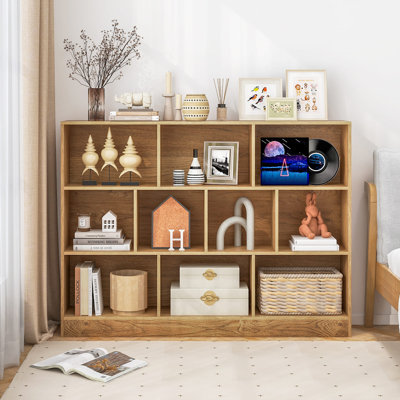 10-Cube Bookshelf With 2 Anti-Tipping Kits For Living Room Kid’S Room-Natural