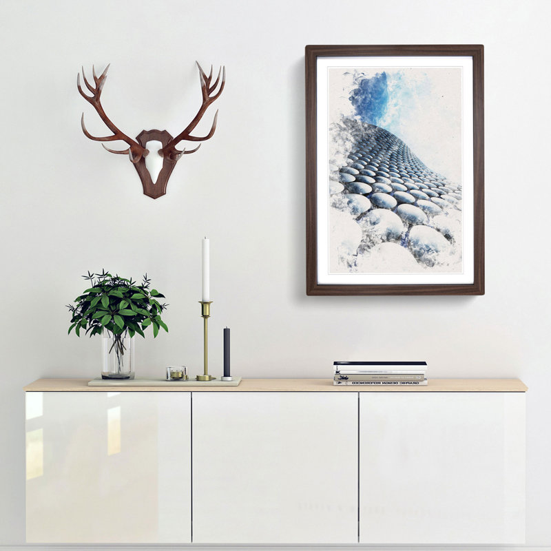 The Bullring in Birmingham - Picture Frame Graphic Art, 45cm H x 33cm W x 2cm D, Walnut Framed