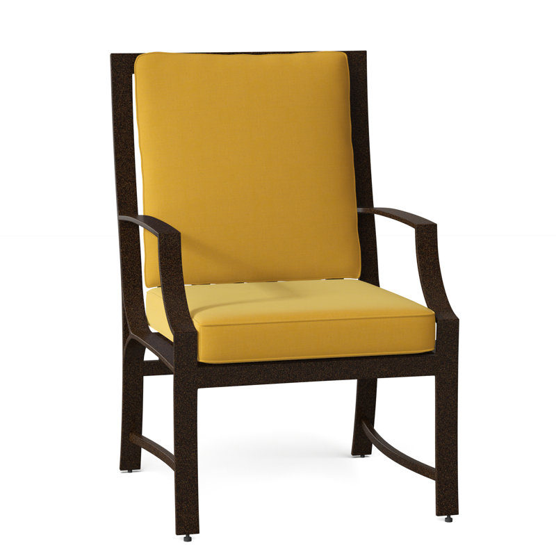 Seal Cove Outdoor Dining Armchair, Chestnut Brown, Canvas Navy Sunbrella® Canvas