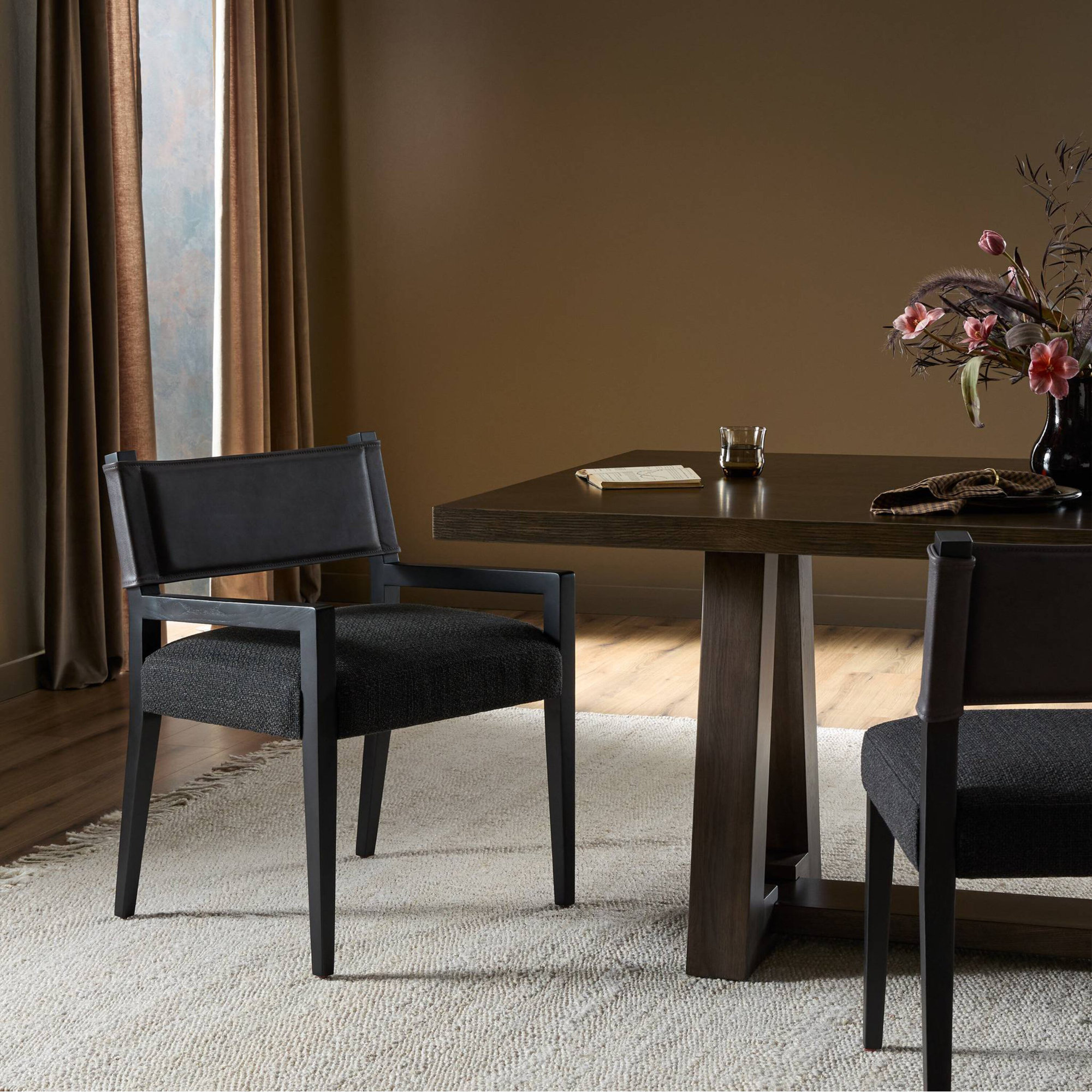 Lorretta Arm Chair, Black Ash, Black Polyester/Polyester Blend