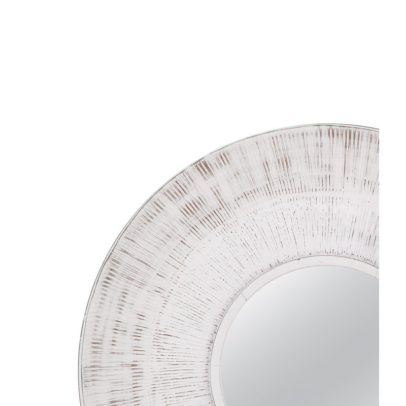 Solid Wood Round Wall Mirror