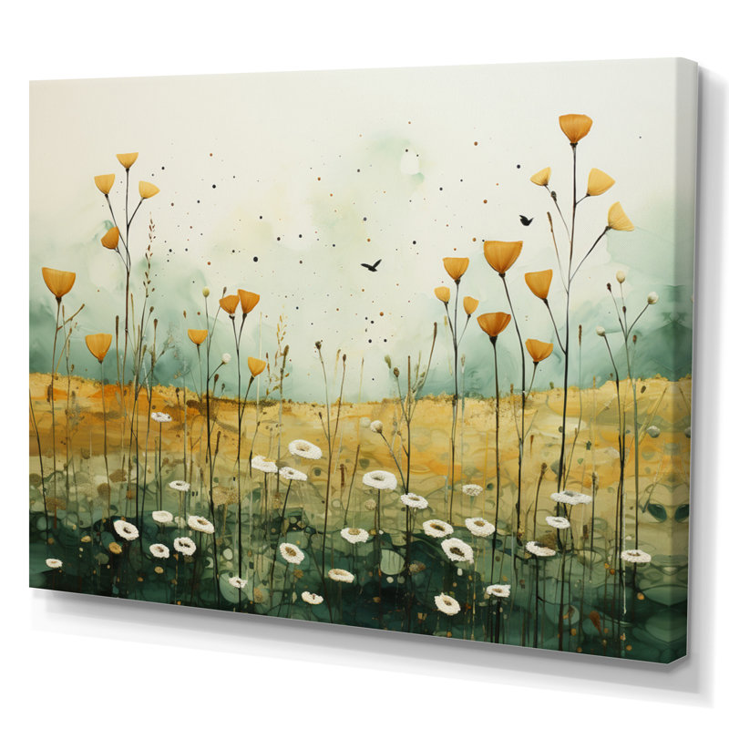 «Whispering Meadows I», art mural abstrait sur toile, Toile tendue, H 24 po x l 32 po x P 1 po