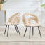 Ensemble de 2 chaises de salle à manger en velours beige avec dossier incurvé et pieds en métal noir, parfait pour les intérieurs modernes et glamour-134682502