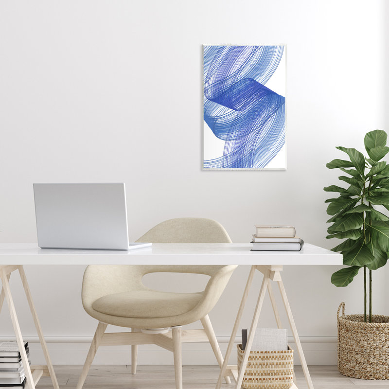 Plaque murale bleue avec lignes bleues, design par Martina Pavlova, 15 x 10