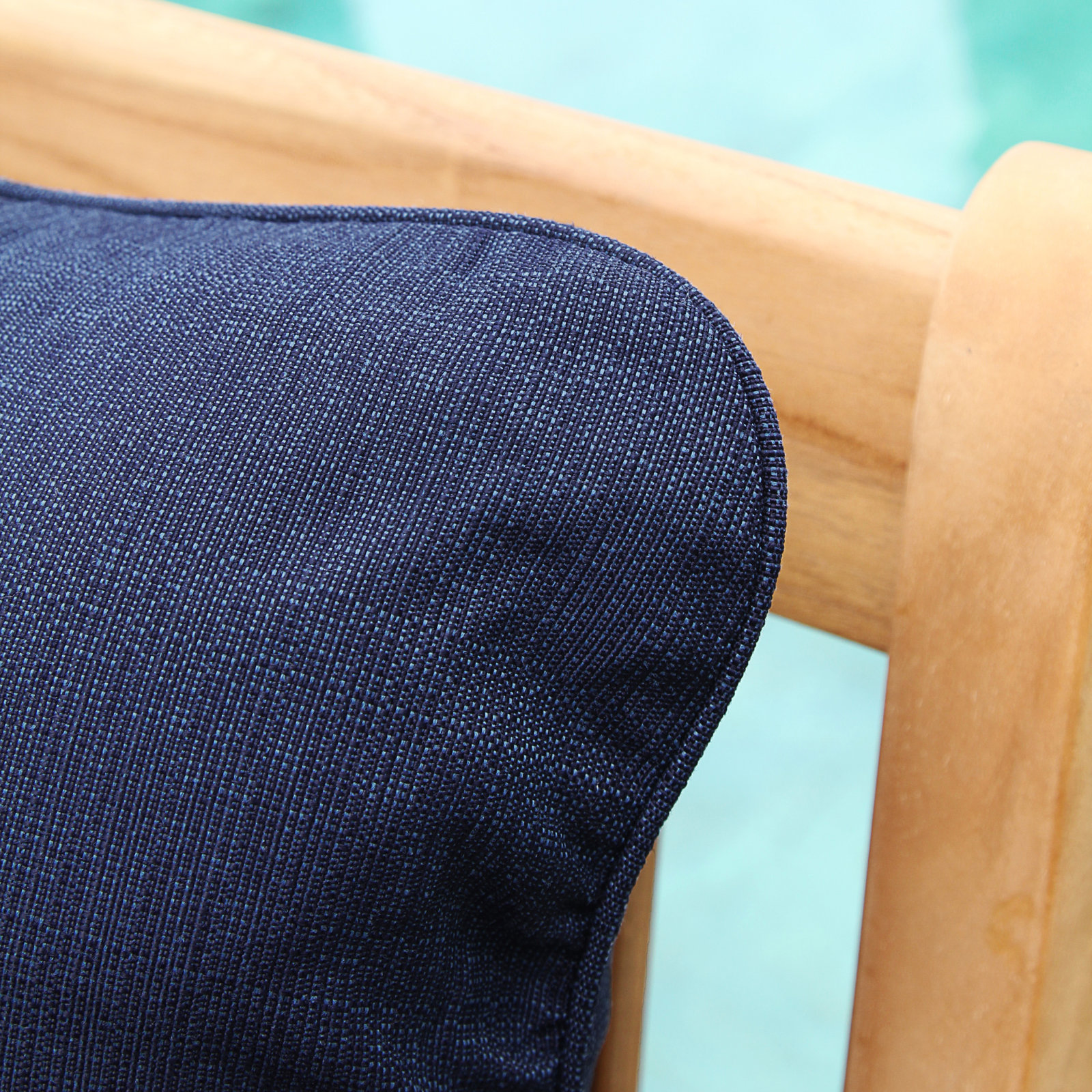 Brunswick 76" Teak Patio Sofa, Navy Performance Olefin, Natural