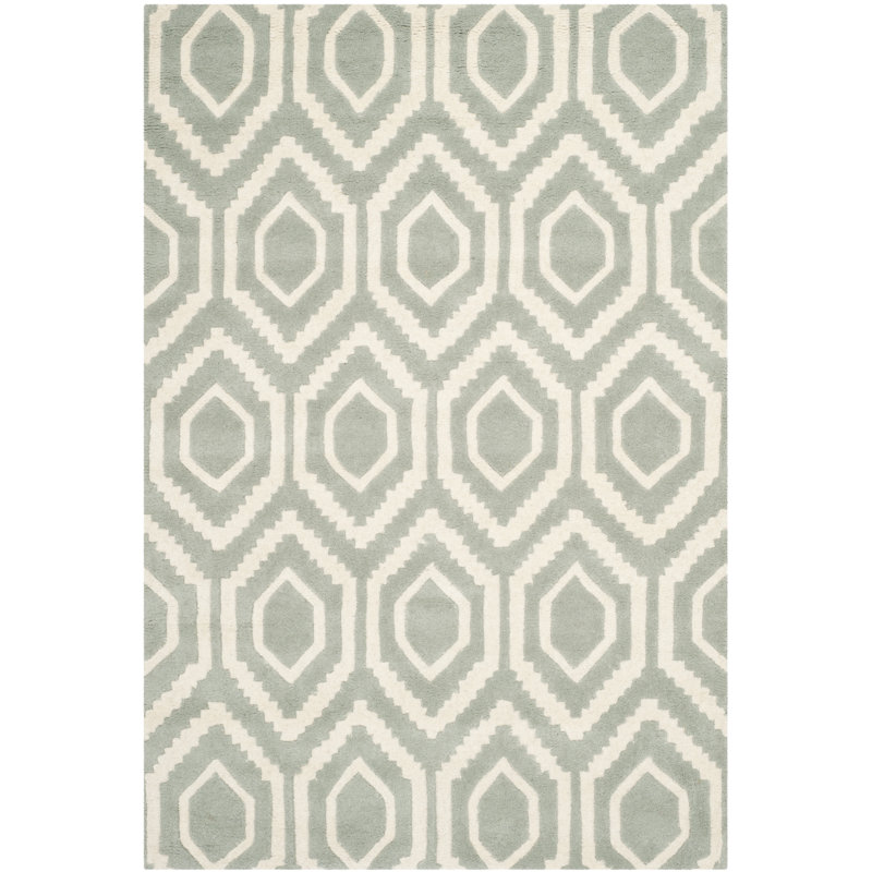 Huntress Geometric Wool Hand Woven Area Rug, Rectangle 122 x 183 cm