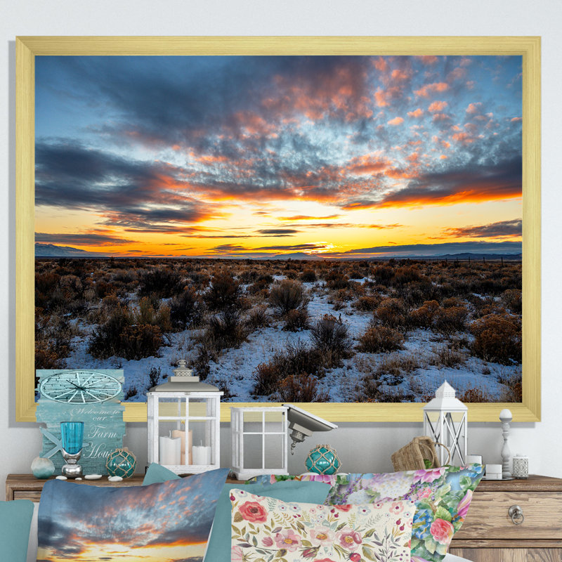 Winter Shrublands On Arkansas Desert sur toile, Encadrement doré, H 34 po x l 44 po x P 1,5 po