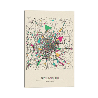 " Greensboro, North Carolina Map " by Ayse Deniz Akerman
