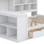 Lit de jour en bois avec trois tiroirs, bureau, tablettes et lumières-565906320