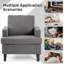 Chaises d'appoint de style Mid-Century, fauteuil en tissu de lin, fauteuils simples rembourrés pour le salon de la chambre à coucher-630979216