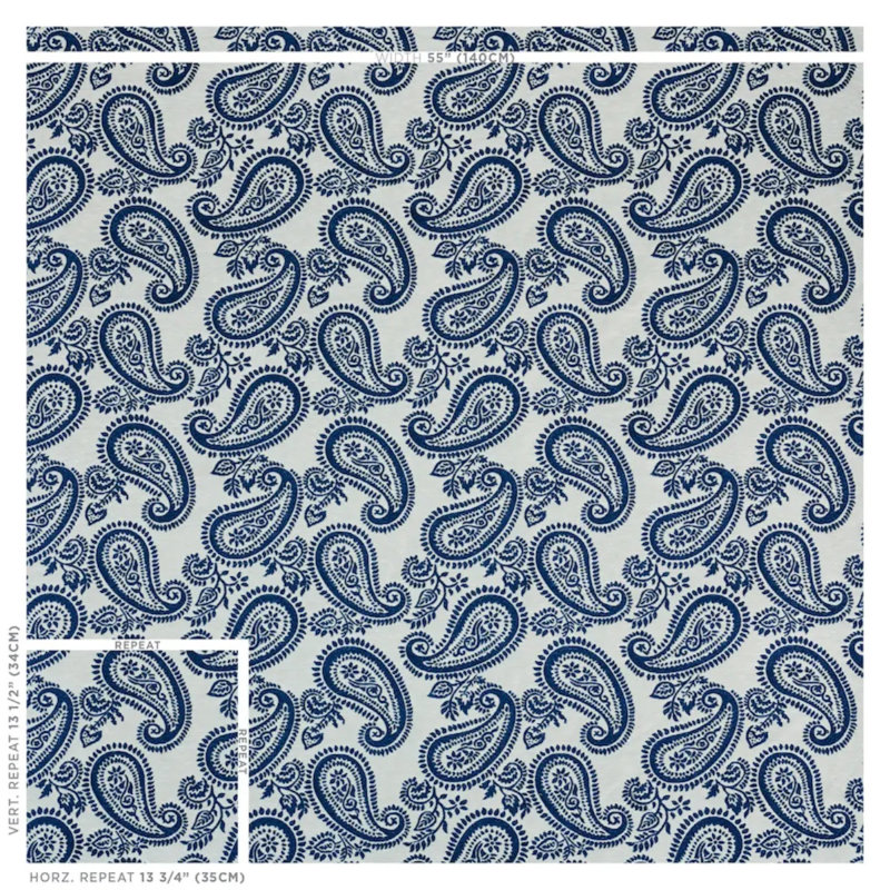 Tissu à motif cachemire Milena, Bleu