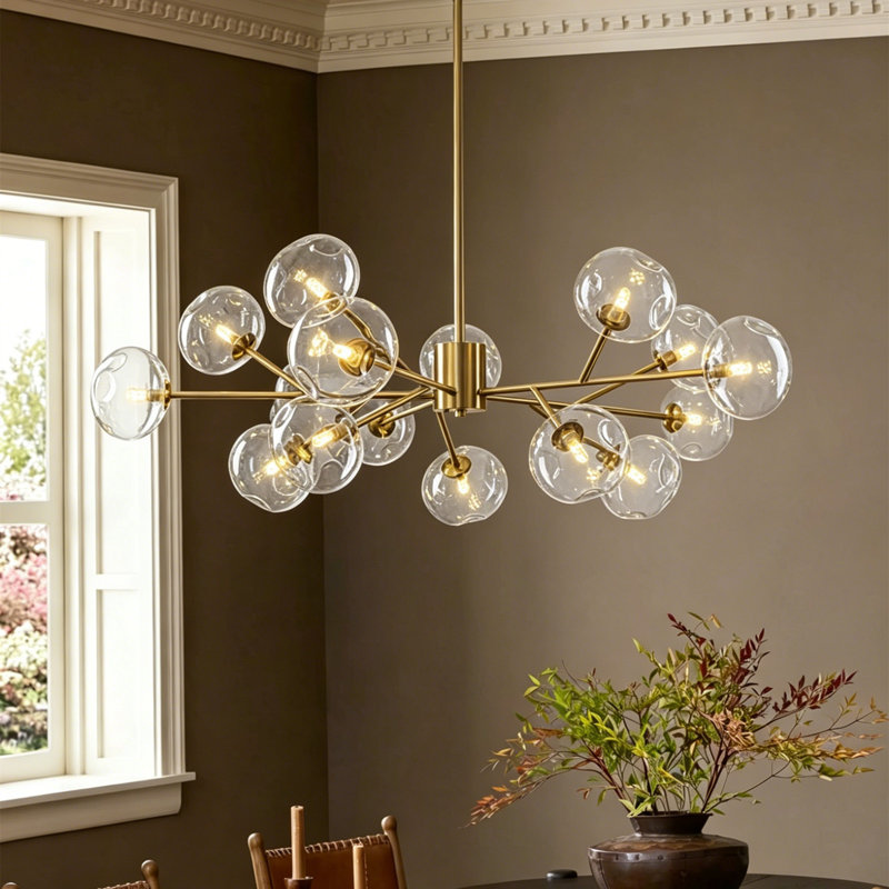 Burness 15 - Light Sputnik Modern Linear Modern Glass Bubble Dining Chandelier