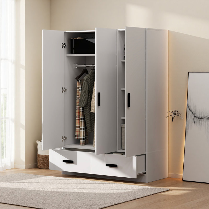 Garde-robe 3 portes avec tiroirs de rangement