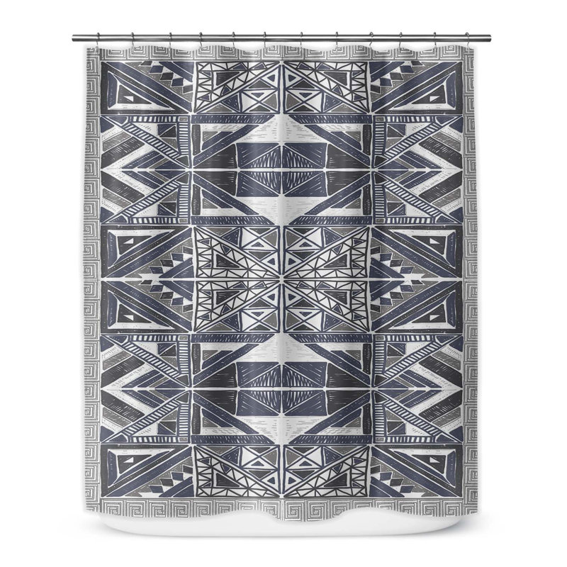 Rideau de douche simple à motif géométrique McKillip, H 70 po x l 71 po