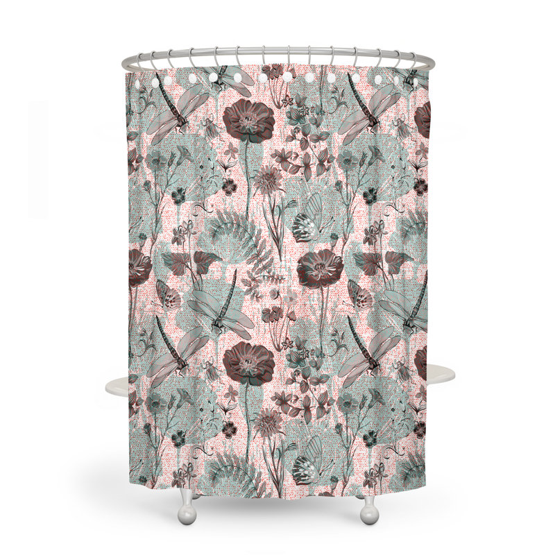 Rideau de douche simple à motif floral, H 72 po x l 70 po