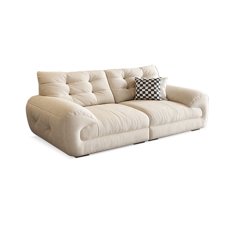 Canapé modulaire en chenille blanc crème, Blanc crémeux, H 37,01 po x l 100,39 po x P 43,31 po, 3