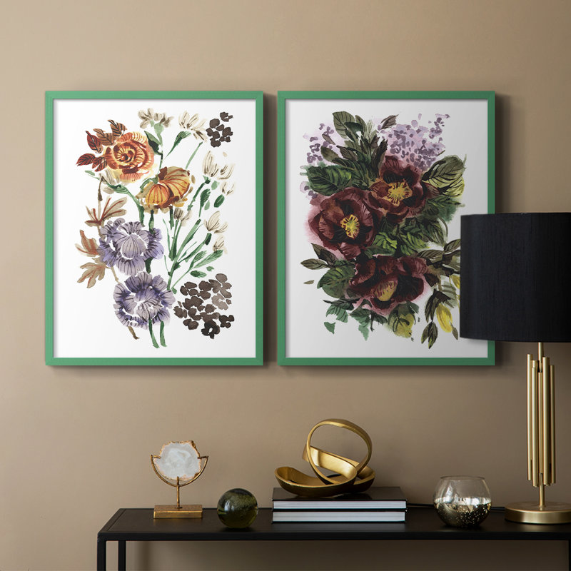 «Garden Bouquets I», reproduction encadrée de qualité supérieure - prête à être accrochée - aucun clou requis - aucun clou requis