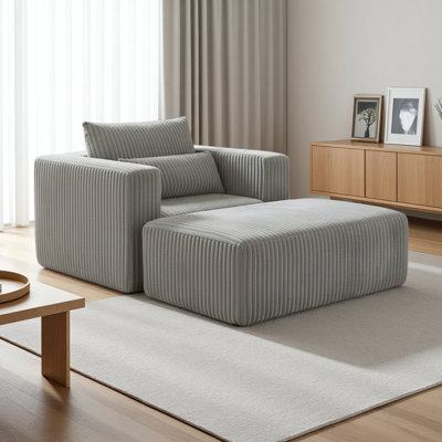 Méridienne surdimensionnée en velours côtelé avec repose-pieds, canapé-lit modulaire à assise profonde, livraison compressée