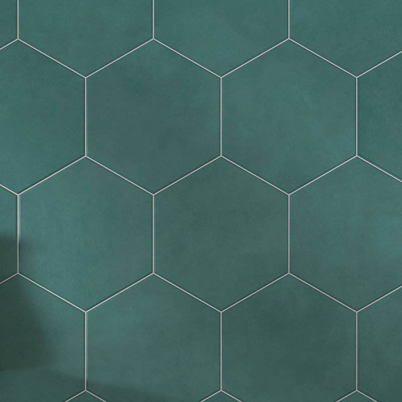 Honeycomb 9in.x10in. Hexagon Porcelain Tile, Green Matte