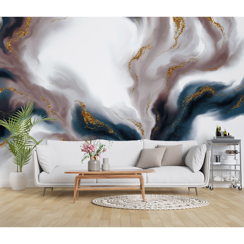 Papier peint abstrait fluide abstrait, L 27,96 po x l 39 po
