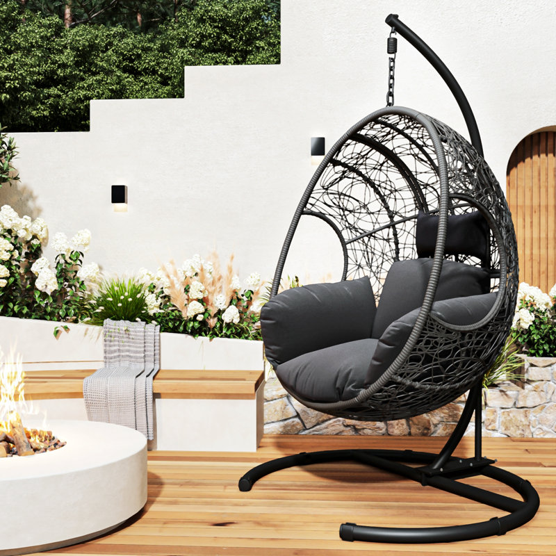 Fauteuil de salle à manger d'extérieur avec coussin Geanette, Gris, Gris