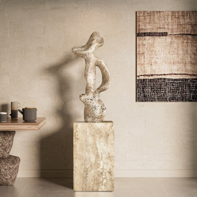 Objets décoratifs en acier et verre beige