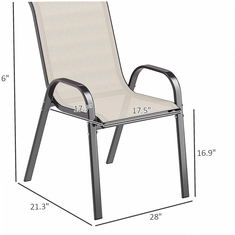 Ensemble de 4 chaises d'extérieur empilables, Beige/noir