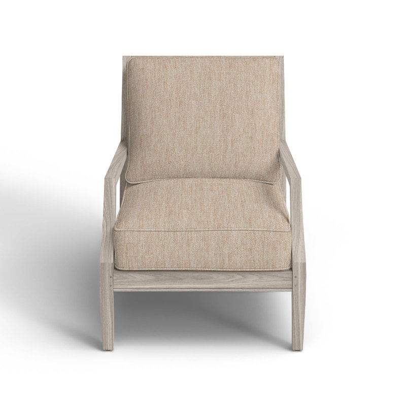 Haley Teak Patio Chair with Cushions, Oyster Teak, Welt + Standard fill, Canvas Sand
