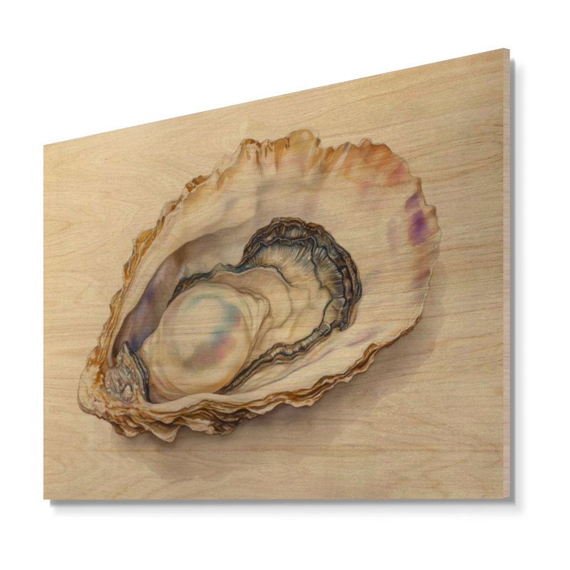 Perle dans l'huître - impression d'art mural en bois Nature, H 18 po x l 24 po, Rectangulaire