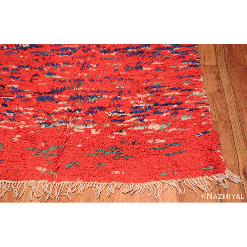 Moroccan One-of-a-Kind 4'7" X 12'6" Runner Wool Area Rug in Red/Blue/White