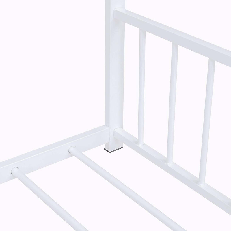 Lit double pleine grandeur en métal, blanc, Blanc, Lit double