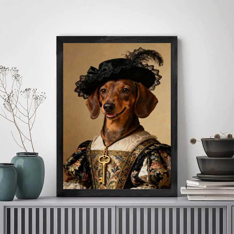 Art encadré noir rétro, un chien élégant et digne, impressions de style rétro, H 37 po x l 25 po