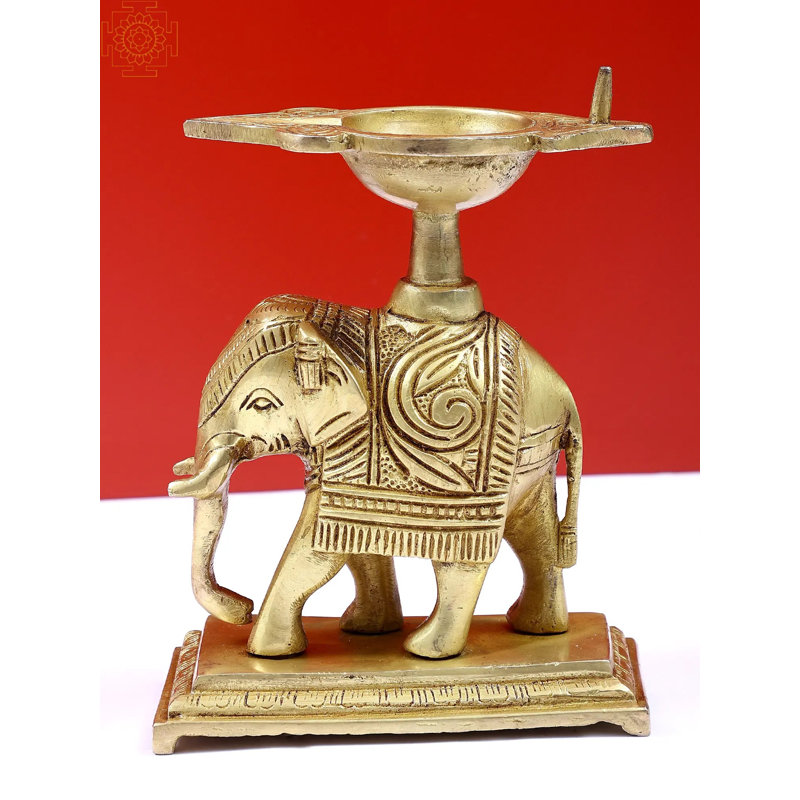 Éléphant décoratif en laiton 7 po Diya
